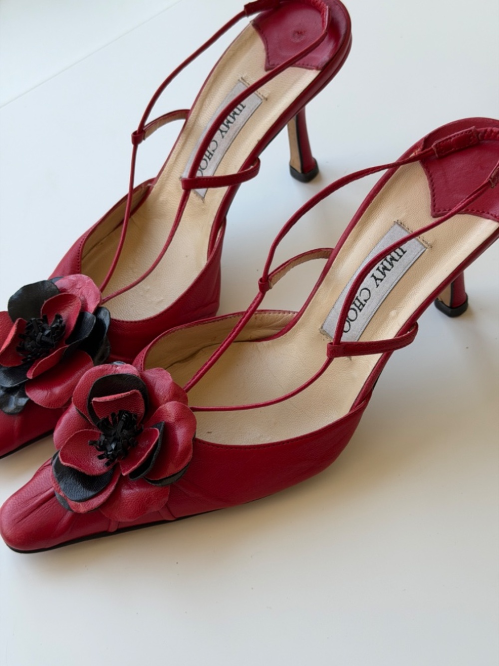 Vintage Jimmy Choo red leather slingback heels IT 39 - Picture 3 of 10